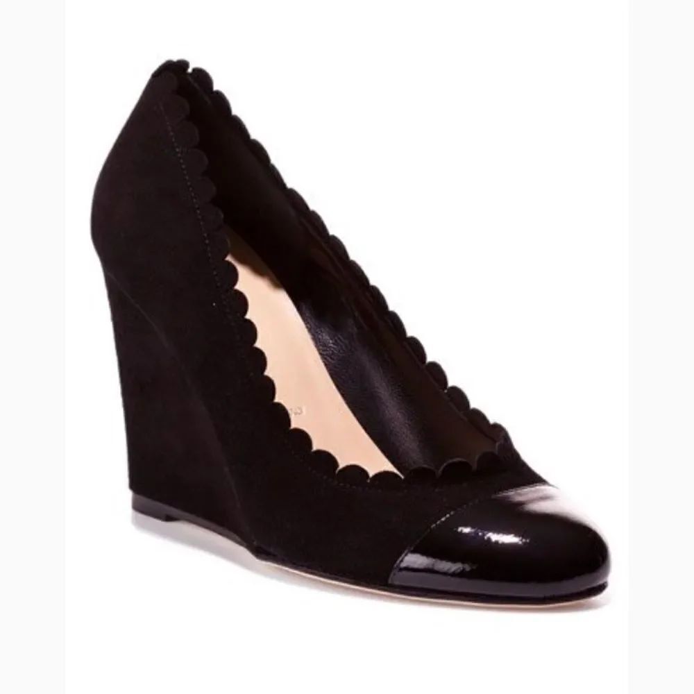 Butter Pia Suede Patent Wedge Pump